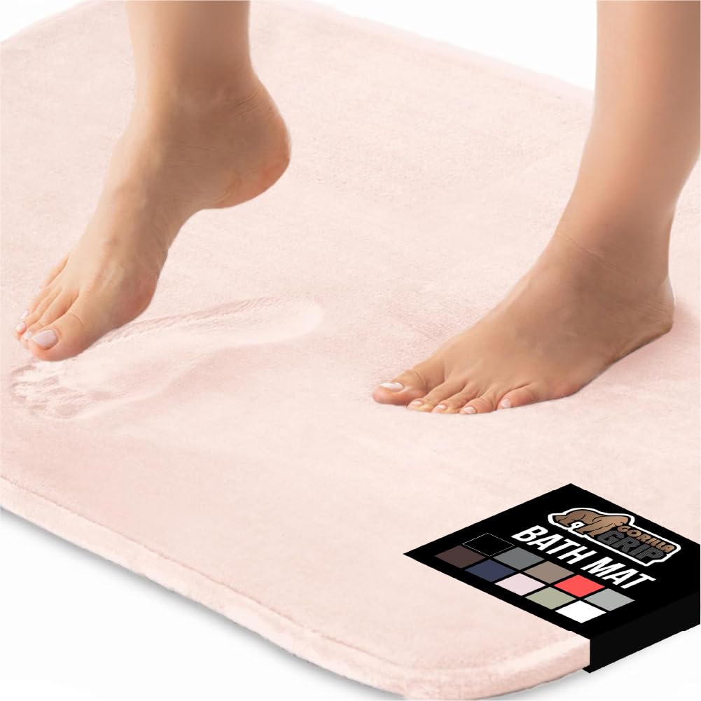 GORILLA GRIP® Memory Foam Bath Rugs, Soft Absorbent Velvet Bathroom Mats, Durable Dots on Underside, Machine Washable Bathmat, Carpet Rug Room Decor for Shower Floor, 24x17 Mat, Graphite Gray