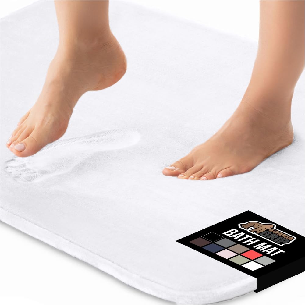 GORILLA GRIP® Memory Foam Bath Rugs, Soft Absorbent Velvet Bathroom Mats, Durable Dots on Underside, Machine Washable Bathmat, Carpet Rug Room Decor for Shower Floor, 24x17 Mat, Graphite Gray