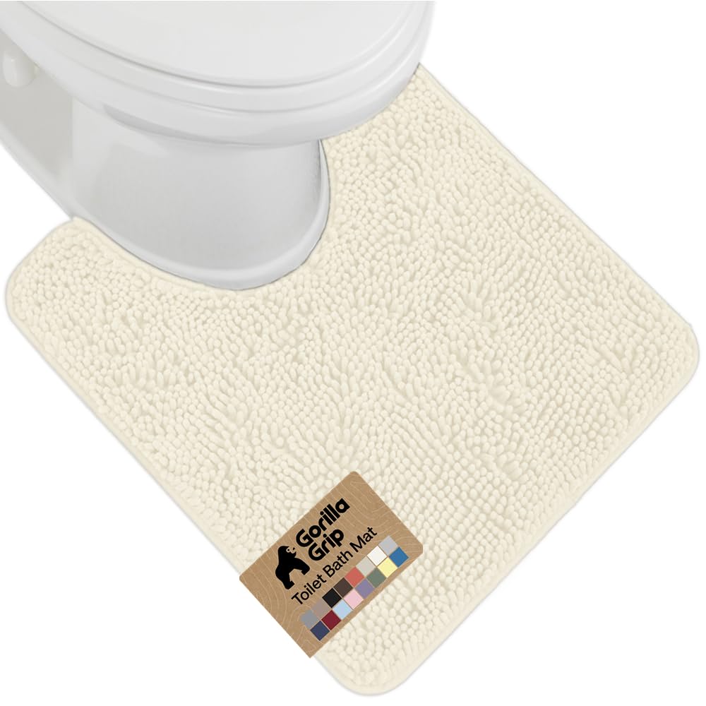 GORILLA GRIP Bath Rug Mat 36x24, Thick Soft Absorbent Chenille, Quick Dry Microfiber Mats, Rubber Backing Washable Shower Floor Rugs, Bathmat Runner, US Designed Bathroom Home Decor Accessories Grey