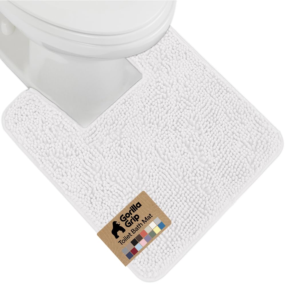 GORILLA GRIP Bath Rug Mat 36x24, Thick Soft Absorbent Chenille, Quick Dry Microfiber Mats, Rubber Backing Washable Shower Floor Rugs, Bathmat Runner, US Designed Bathroom Home Decor Accessories Grey