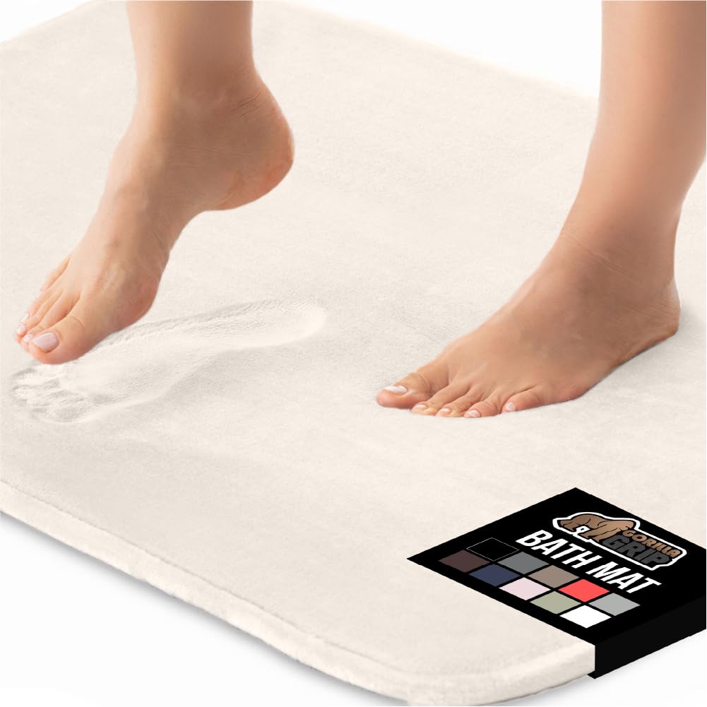 GORILLA GRIP® Memory Foam Bath Rugs, Soft Absorbent Velvet Bathroom Mats, Durable Dots on Underside, Machine Washable Bathmat, Carpet Rug Room Decor for Shower Floor, 24x17 Mat, Graphite Gray