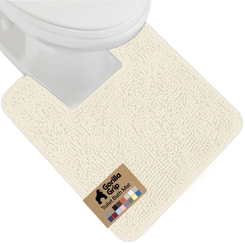 GORILLA GRIP Bath Rug Mat 36x24, Thick Soft Absorbent Chenille, Quick Dry Microfiber Mats, Rubber Backing Washable Shower Floor Rugs, Bathmat Runner, US Designed Bathroom Home Decor Accessories Grey