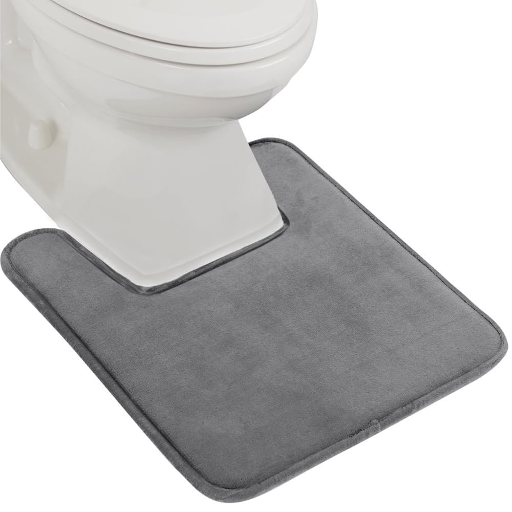 GORILLA GRIP® Memory Foam Bath Rugs, Soft Absorbent Velvet Bathroom Mats, Durable Dots on Underside, Machine Washable Bathmat, Carpet Rug Room Decor for Shower Floor, 24x17 Mat, Graphite Gray