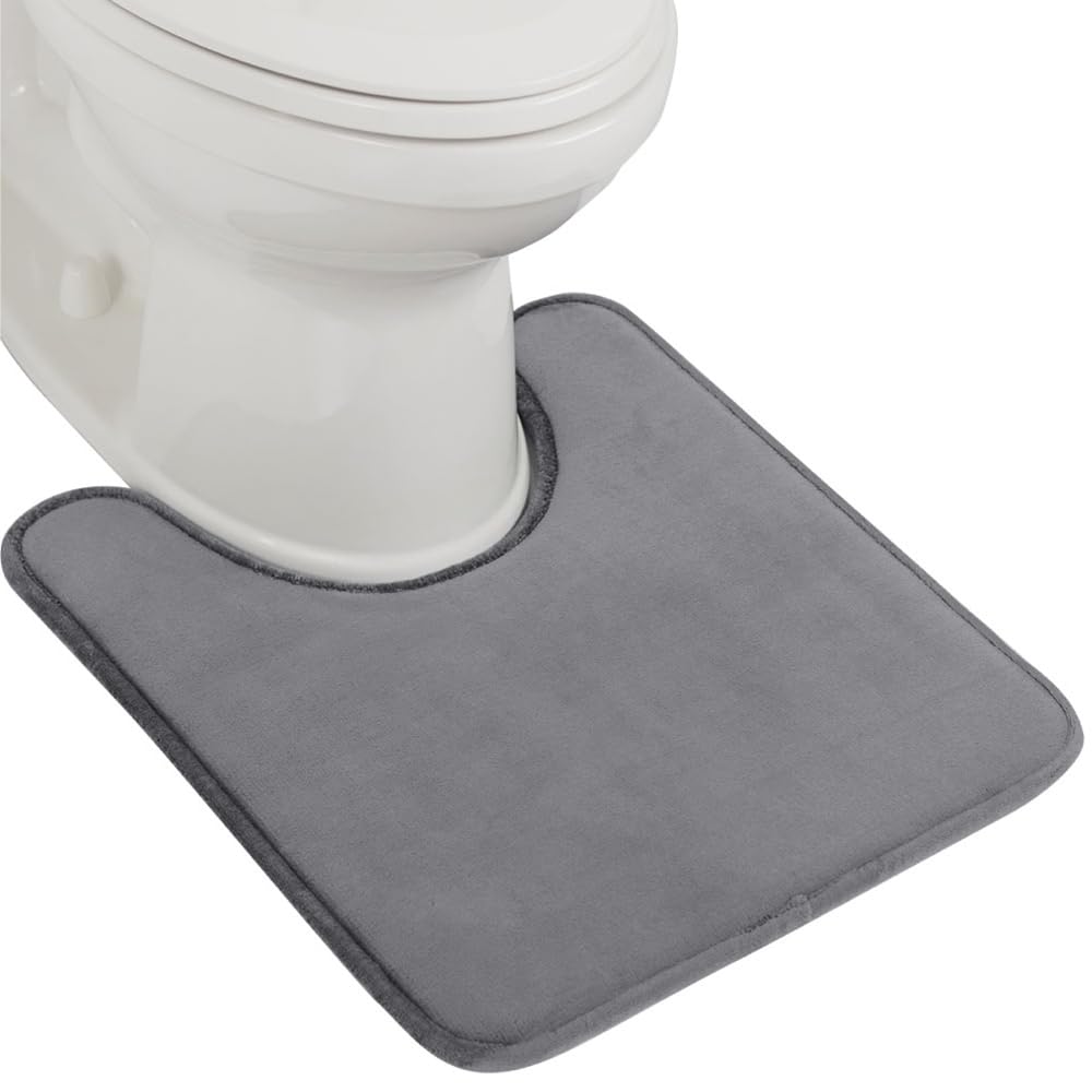 GORILLA GRIP® Memory Foam Bath Rugs, Soft Absorbent Velvet Bathroom Mats, Durable Dots on Underside, Machine Washable Bathmat, Carpet Rug Room Decor for Shower Floor, 24x17 Mat, Graphite Gray