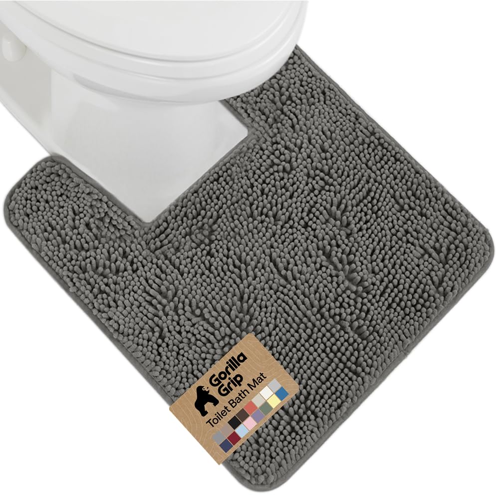 GORILLA GRIP Bath Rug Mat 36x24, Thick Soft Absorbent Chenille, Quick Dry Microfiber Mats, Rubber Backing Washable Shower Floor Rugs, Bathmat Runner, US Designed Bathroom Home Decor Accessories Grey