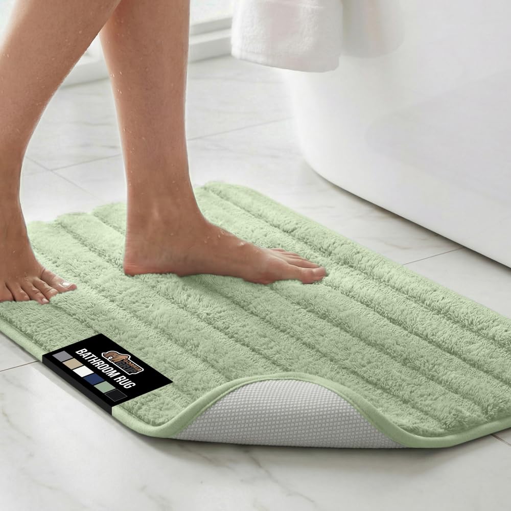GORILLA GRIP® Memory Foam Bath Rugs, Soft Absorbent Velvet Bathroom Mats, Durable Dots on Underside, Machine Washable Bathmat, Carpet Rug Room Decor for Shower Floor, 24x17 Mat, Graphite Gray