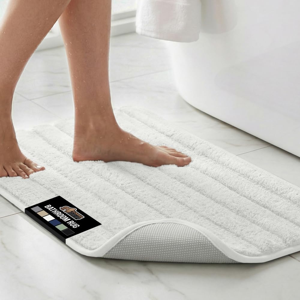 GORILLA GRIP® Memory Foam Bath Rugs, Soft Absorbent Velvet Bathroom Mats, Durable Dots on Underside, Machine Washable Bathmat, Carpet Rug Room Decor for Shower Floor, 24x17 Mat, Graphite Gray