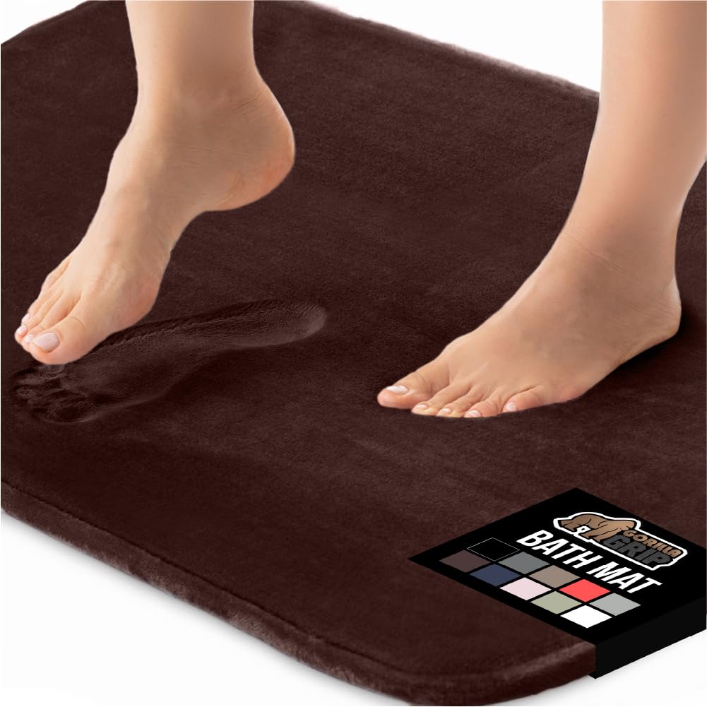 GORILLA GRIP® Memory Foam Bath Rugs, Soft Absorbent Velvet Bathroom Mats, Durable Dots on Underside, Machine Washable Bathmat, Carpet Rug Room Decor for Shower Floor, 24x17 Mat, Graphite Gray