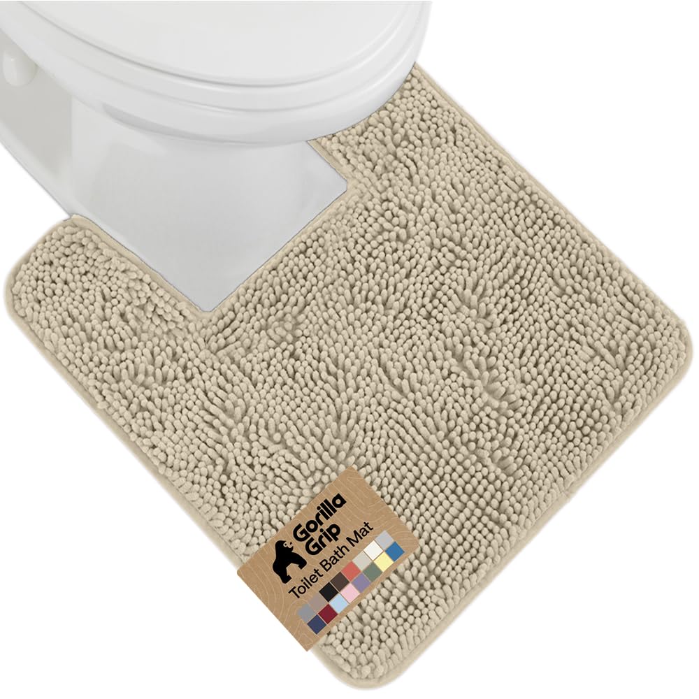 GORILLA GRIP Bath Rug Mat 36x24, Thick Soft Absorbent Chenille, Quick Dry Microfiber Mats, Rubber Backing Washable Shower Floor Rugs, Bathmat Runner, US Designed Bathroom Home Decor Accessories Grey