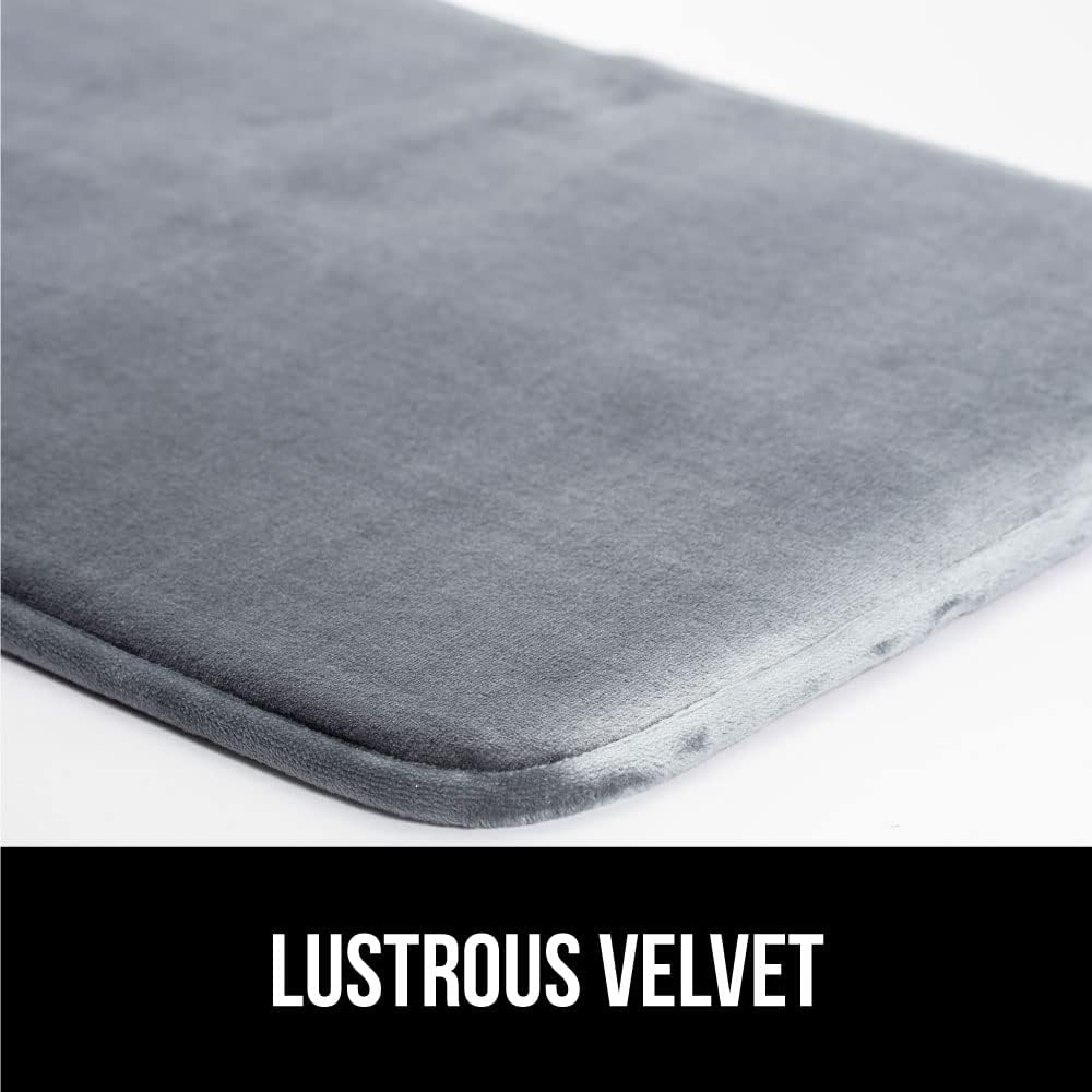 GORILLA GRIP® Memory Foam Bath Rugs, Soft Absorbent Velvet Bathroom Mats, Durable Dots on Underside, Machine Washable Bathmat, Carpet Rug Room Decor for Shower Floor, 24x17 Mat, Graphite Gray