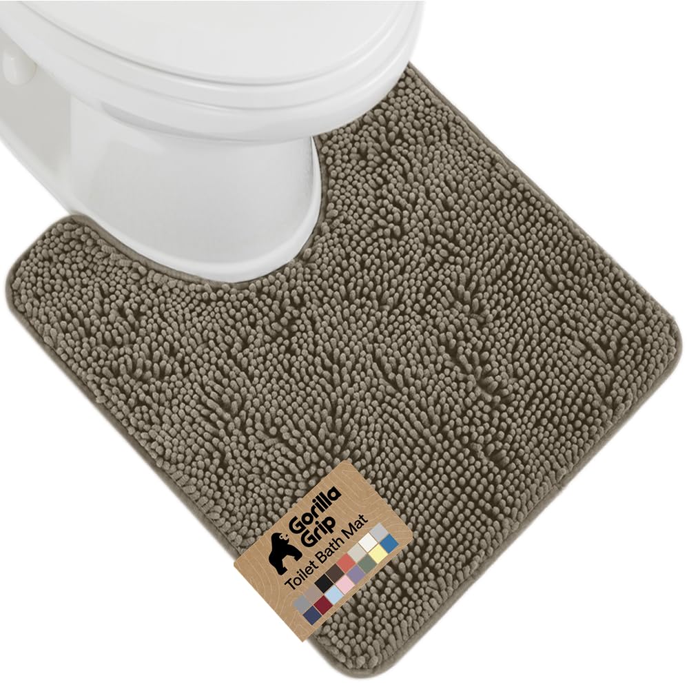 GORILLA GRIP Bath Rug Mat 36x24, Thick Soft Absorbent Chenille, Quick Dry Microfiber Mats, Rubber Backing Washable Shower Floor Rugs, Bathmat Runner, US Designed Bathroom Home Decor Accessories Grey