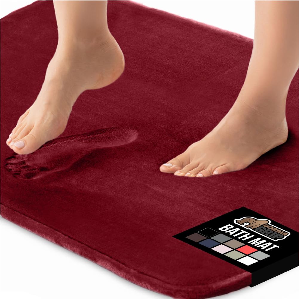 GORILLA GRIP® Memory Foam Bath Rugs, Soft Absorbent Velvet Bathroom Mats, Durable Dots on Underside, Machine Washable Bathmat, Carpet Rug Room Decor for Shower Floor, 24x17 Mat, Graphite Gray