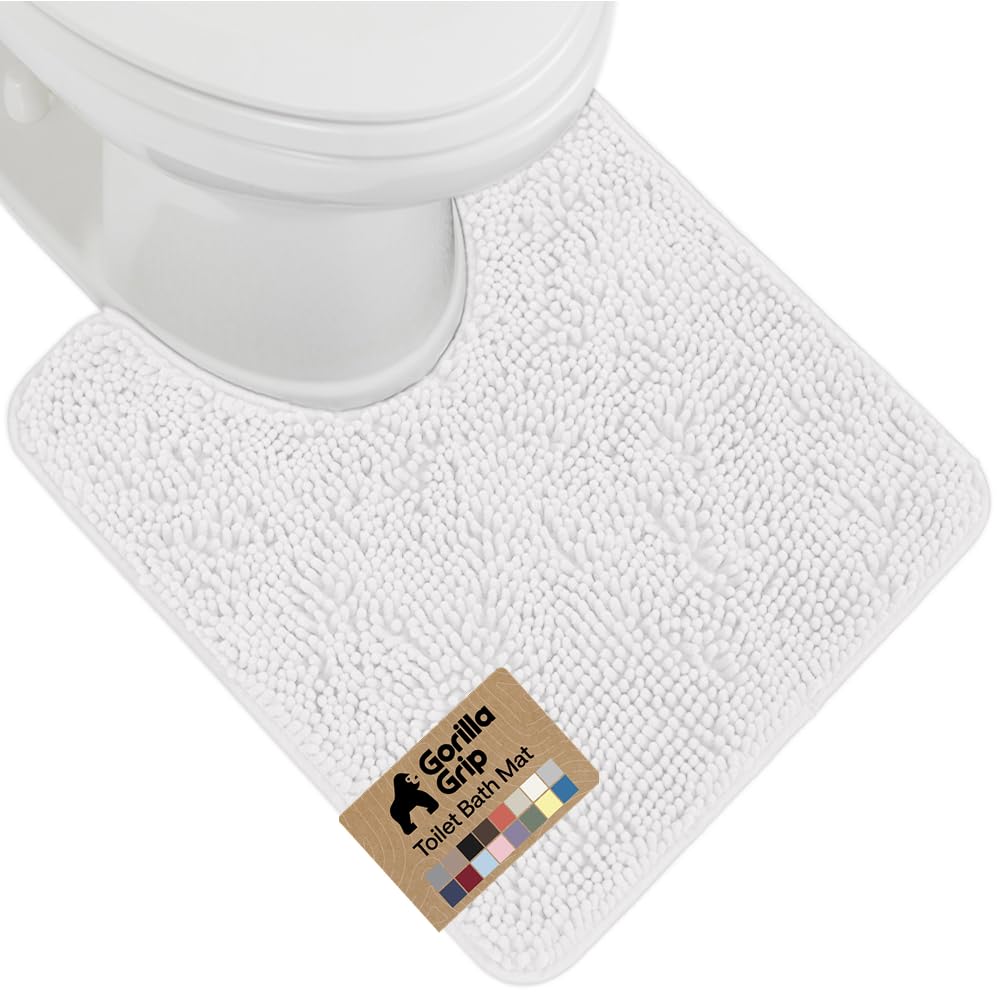 GORILLA GRIP Bath Rug Mat 36x24, Thick Soft Absorbent Chenille, Quick Dry Microfiber Mats, Rubber Backing Washable Shower Floor Rugs, Bathmat Runner, US Designed Bathroom Home Decor Accessories Grey