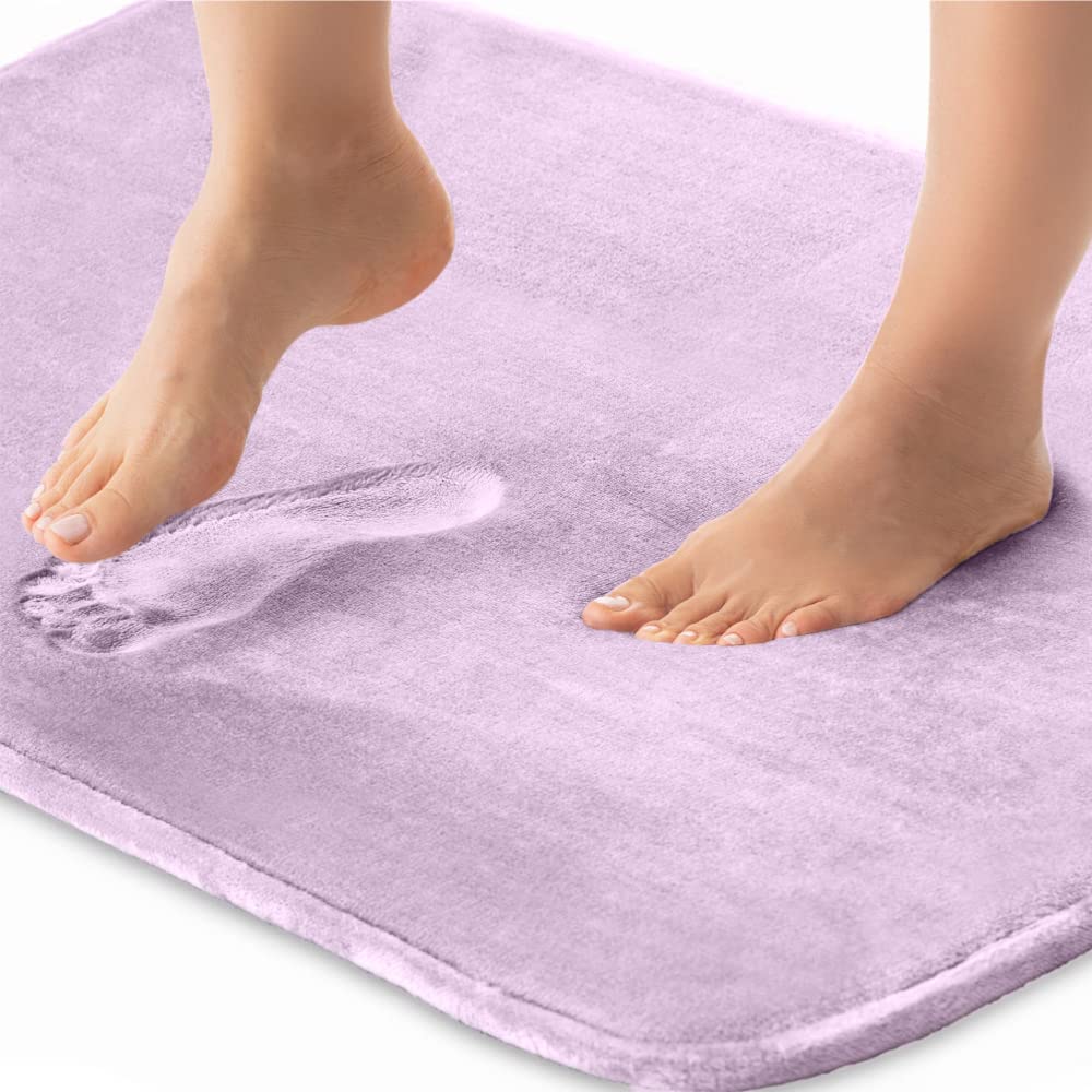 GORILLA GRIP® Memory Foam Bath Rugs, Soft Absorbent Velvet Bathroom Mats, Durable Dots on Underside, Machine Washable Bathmat, Carpet Rug Room Decor for Shower Floor, 24x17 Mat, Graphite Gray