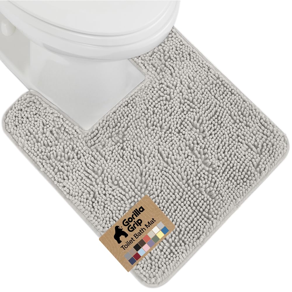 GORILLA GRIP Bath Rug Mat 36x24, Thick Soft Absorbent Chenille, Quick Dry Microfiber Mats, Rubber Backing Washable Shower Floor Rugs, Bathmat Runner, US Designed Bathroom Home Decor Accessories Grey