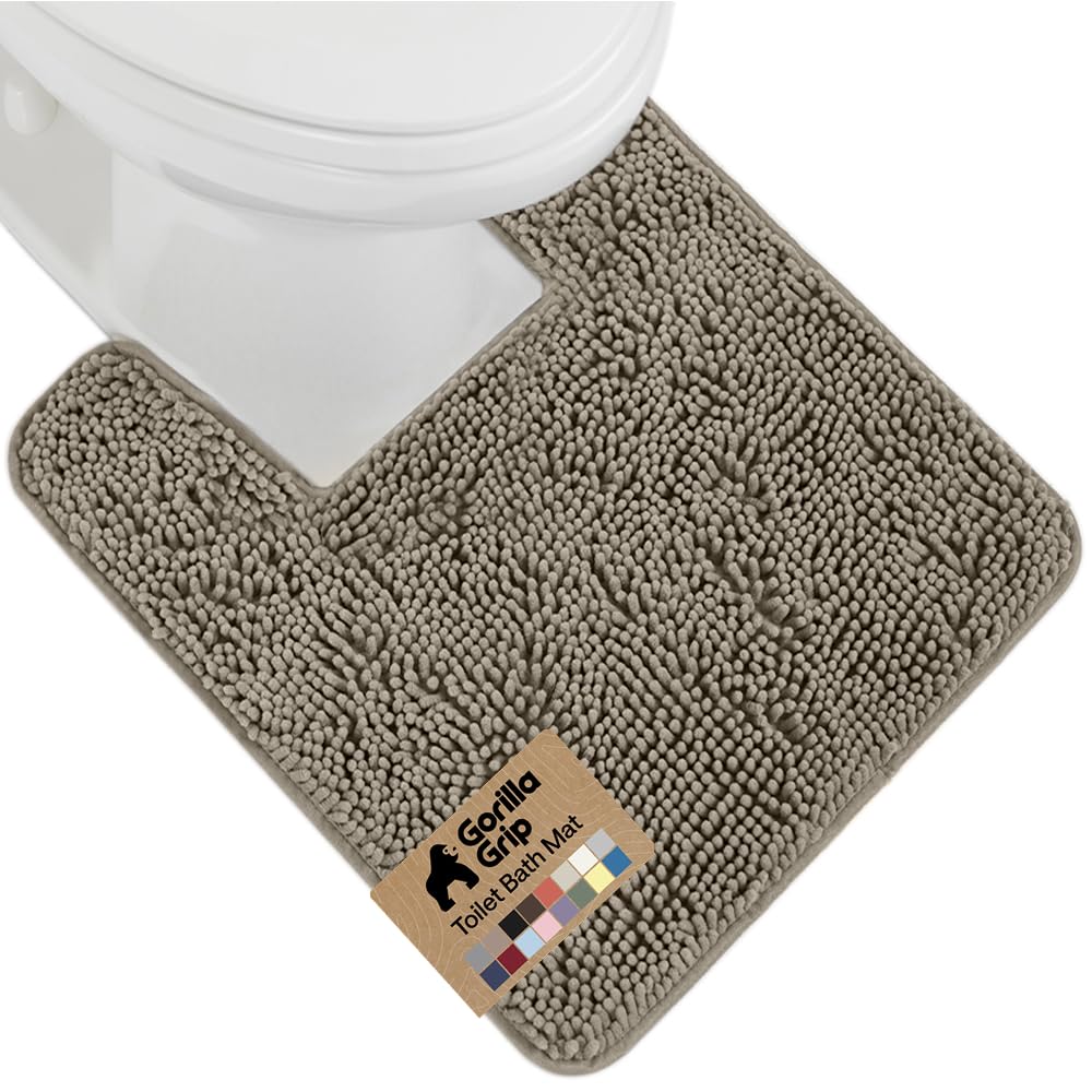 GORILLA GRIP Bath Rug Mat 36x24, Thick Soft Absorbent Chenille, Quick Dry Microfiber Mats, Rubber Backing Washable Shower Floor Rugs, Bathmat Runner, US Designed Bathroom Home Decor Accessories Grey