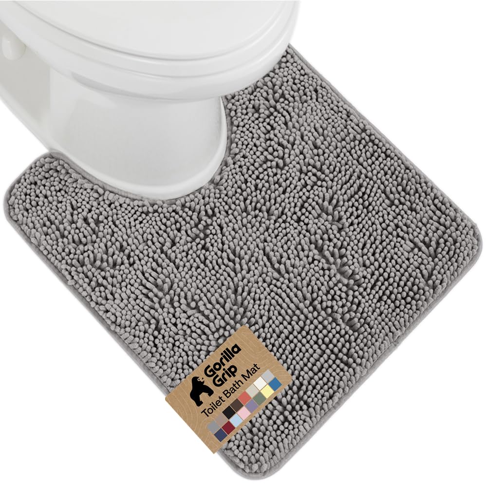 GORILLA GRIP Bath Rug Mat 36x24, Thick Soft Absorbent Chenille, Quick Dry Microfiber Mats, Rubber Backing Washable Shower Floor Rugs, Bathmat Runner, US Designed Bathroom Home Decor Accessories Grey