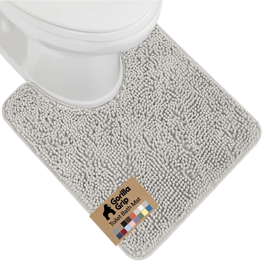 GORILLA GRIP Bath Rug Mat 36x24, Thick Soft Absorbent Chenille, Quick Dry Microfiber Mats, Rubber Backing Washable Shower Floor Rugs, Bathmat Runner, US Designed Bathroom Home Decor Accessories Grey