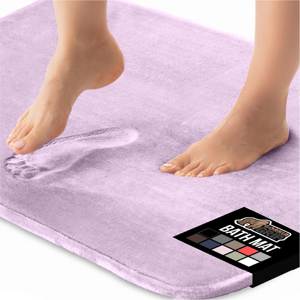 GORILLA GRIP® Memory Foam Bath Rugs, Soft Absorbent Velvet Bathroom Mats, Durable Dots on Underside, Machine Washable Bathmat, Carpet Rug Room Decor for Shower Floor, 24x17 Mat, Graphite Gray