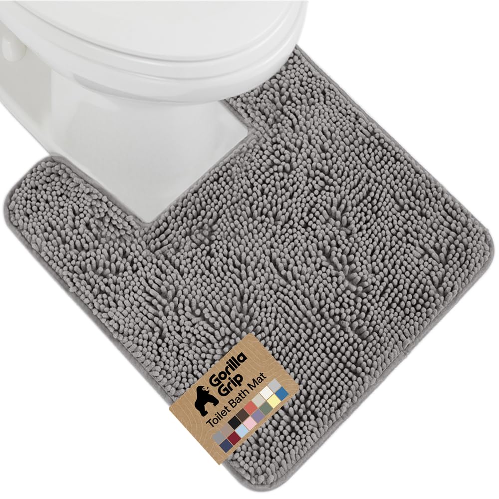 GORILLA GRIP Bath Rug Mat 36x24, Thick Soft Absorbent Chenille, Quick Dry Microfiber Mats, Rubber Backing Washable Shower Floor Rugs, Bathmat Runner, US Designed Bathroom Home Decor Accessories Grey