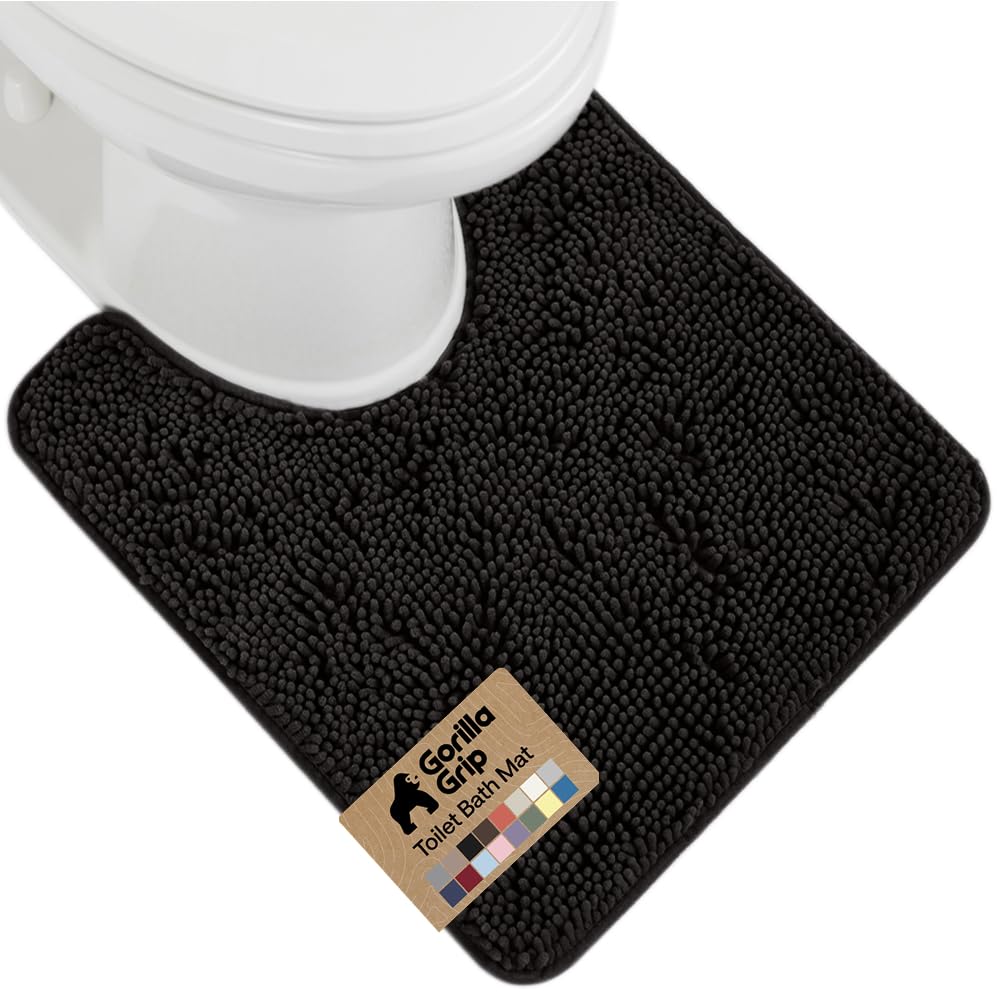 GORILLA GRIP Bath Rug Mat 36x24, Thick Soft Absorbent Chenille, Quick Dry Microfiber Mats, Rubber Backing Washable Shower Floor Rugs, Bathmat Runner, US Designed Bathroom Home Decor Accessories Grey