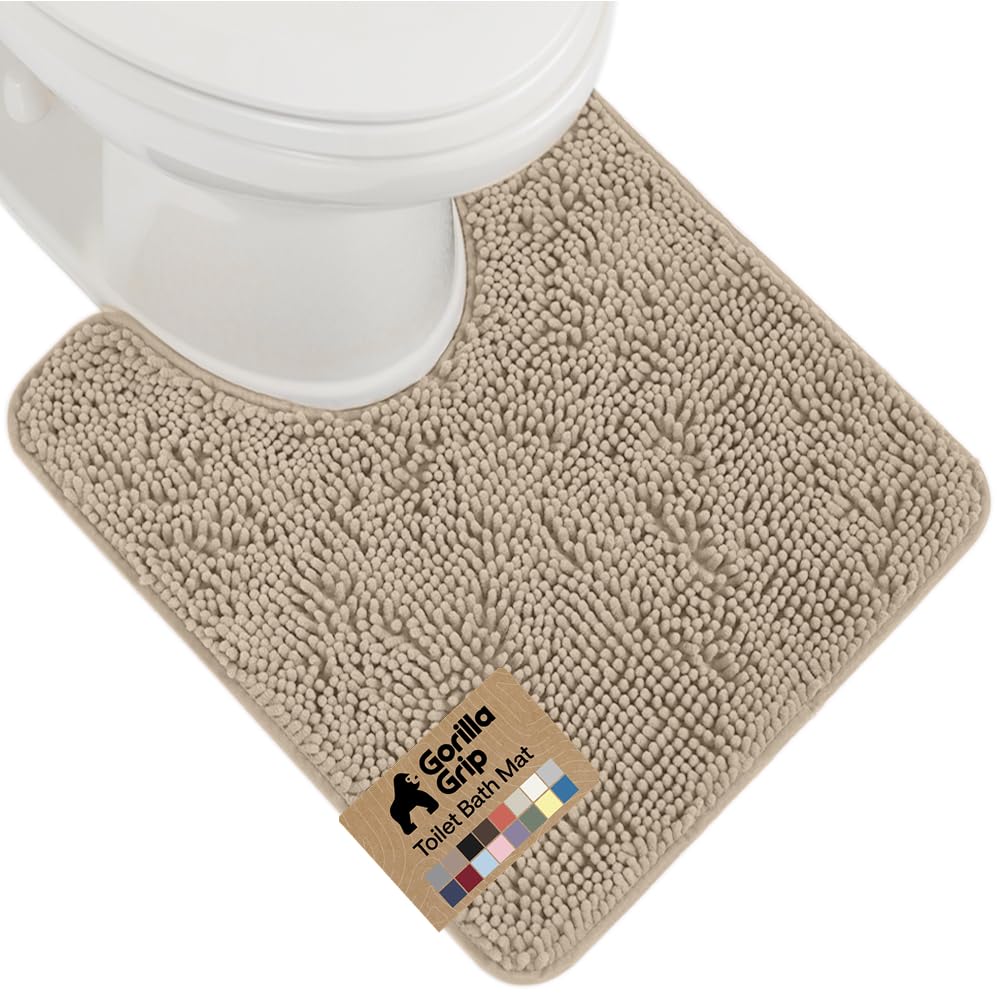 GORILLA GRIP Bath Rug Mat 36x24, Thick Soft Absorbent Chenille, Quick Dry Microfiber Mats, Rubber Backing Washable Shower Floor Rugs, Bathmat Runner, US Designed Bathroom Home Decor Accessories Grey
