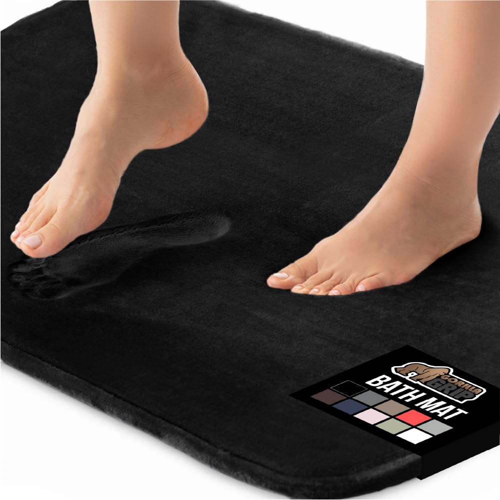 GORILLA GRIP® Memory Foam Bath Rugs, Soft Absorbent Velvet Bathroom Mats, Durable Dots on Underside, Machine Washable Bathmat, Carpet Rug Room Decor for Shower Floor, 24x17 Mat, Graphite Gray