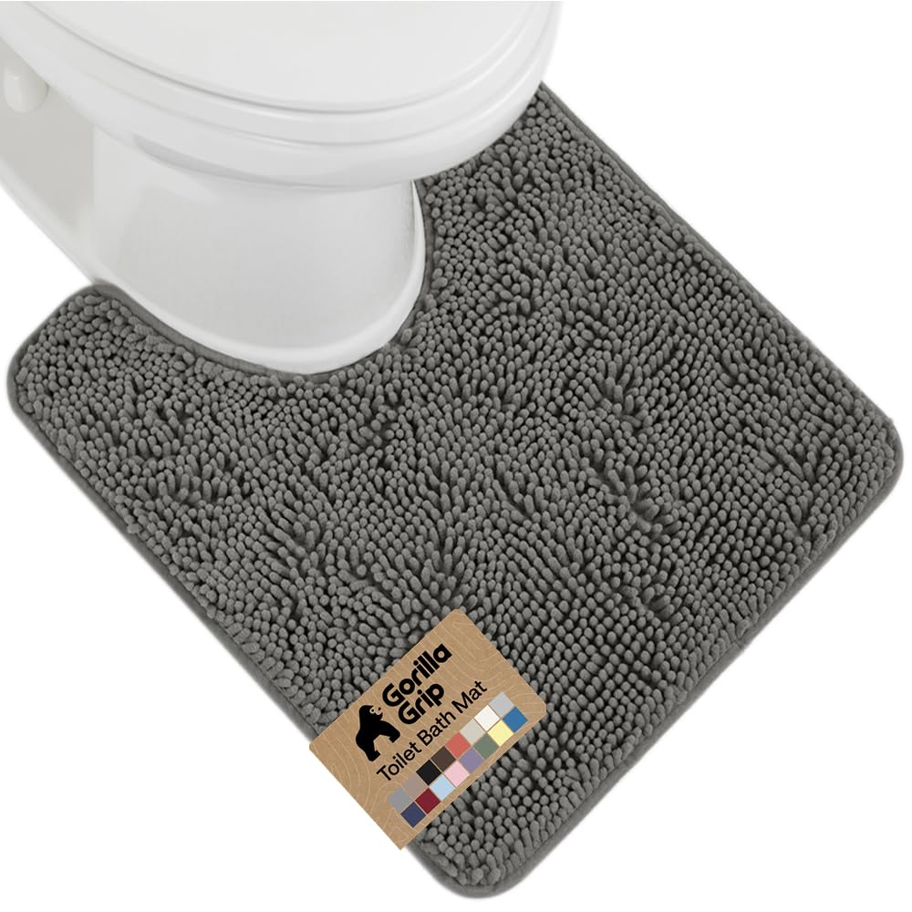 GORILLA GRIP Bath Rug Mat 36x24, Thick Soft Absorbent Chenille, Quick Dry Microfiber Mats, Rubber Backing Washable Shower Floor Rugs, Bathmat Runner, US Designed Bathroom Home Decor Accessories Grey