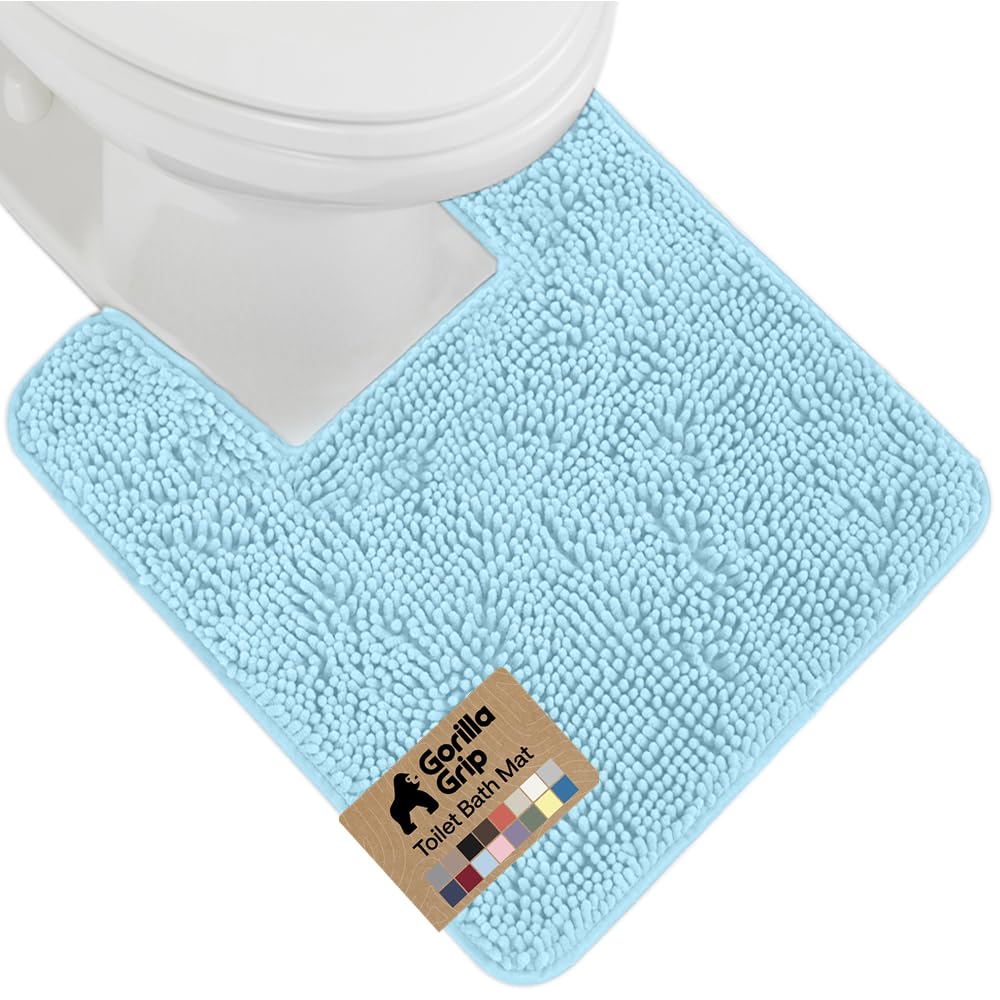 GORILLA GRIP Bath Rug Mat 36x24, Thick Soft Absorbent Chenille, Quick Dry Microfiber Mats, Rubber Backing Washable Shower Floor Rugs, Bathmat Runner, US Designed Bathroom Home Decor Accessories Grey