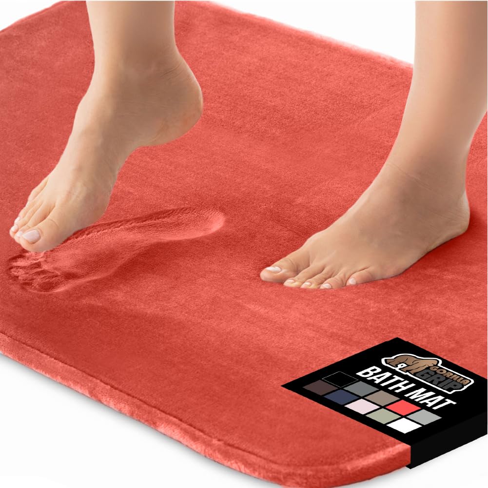 GORILLA GRIP® Memory Foam Bath Rugs, Soft Absorbent Velvet Bathroom Mats, Durable Dots on Underside, Machine Washable Bathmat, Carpet Rug Room Decor for Shower Floor, 24x17 Mat, Graphite Gray