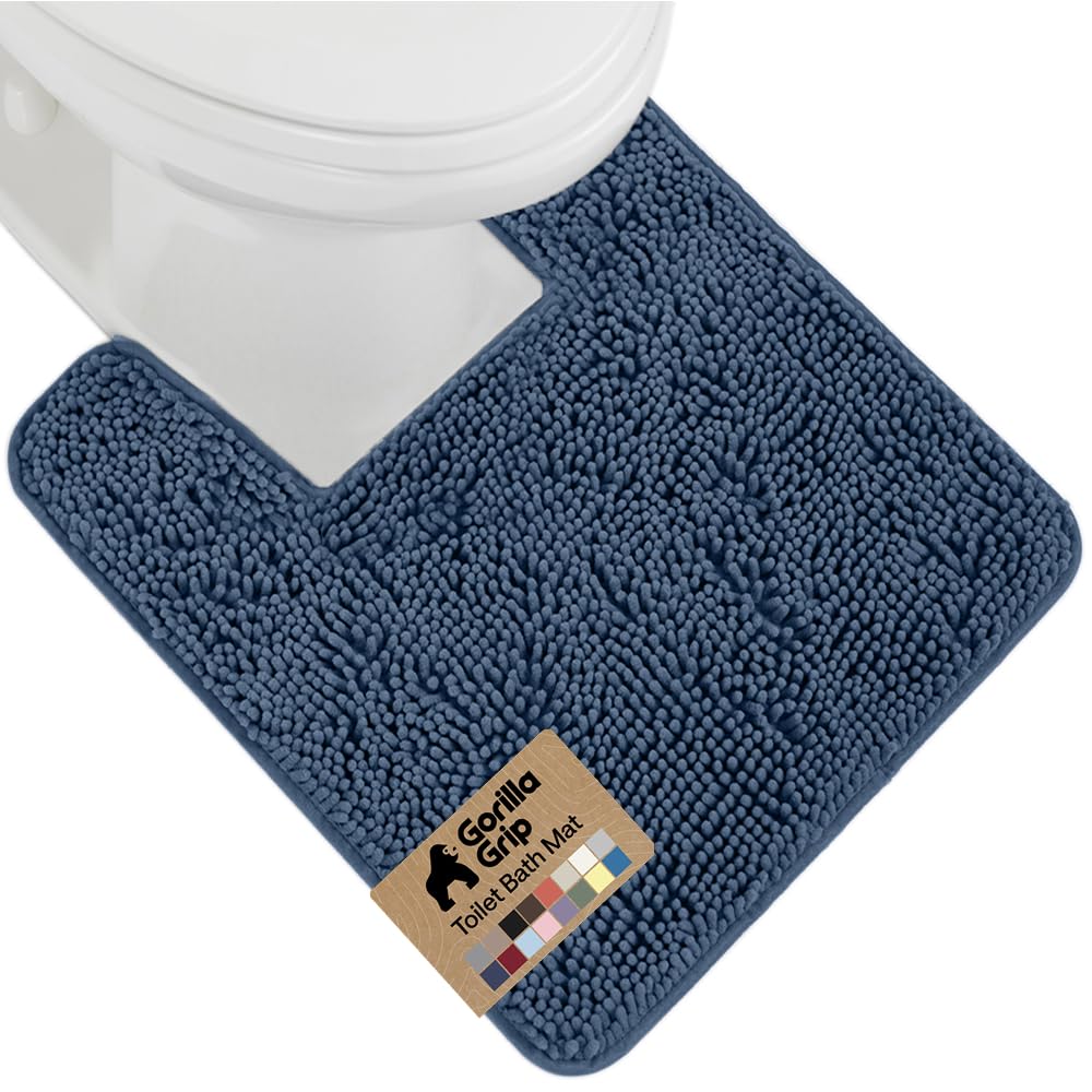 GORILLA GRIP Bath Rug Mat 36x24, Thick Soft Absorbent Chenille, Quick Dry Microfiber Mats, Rubber Backing Washable Shower Floor Rugs, Bathmat Runner, US Designed Bathroom Home Decor Accessories Grey