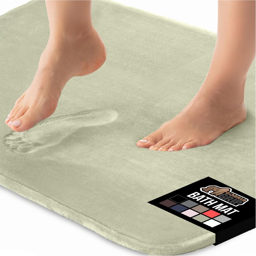 GORILLA GRIP® Memory Foam Bath Rugs, Soft Absorbent Velvet Bathroom Mats, Durable Dots on Underside, Machine Washable Bathmat, Carpet Rug Room Decor for Shower Floor, 24x17 Mat, Graphite Gray