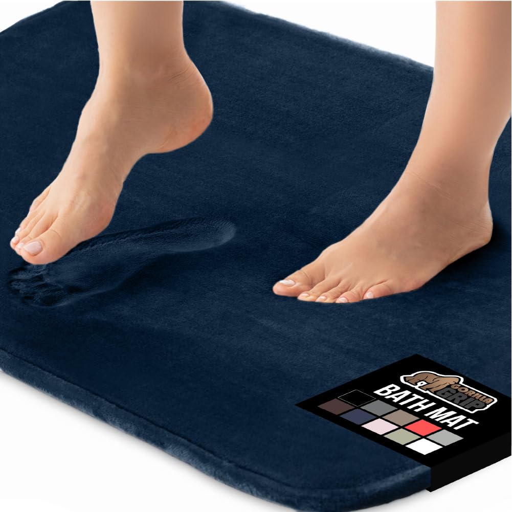 GORILLA GRIP® Memory Foam Bath Rugs, Soft Absorbent Velvet Bathroom Mats, Durable Dots on Underside, Machine Washable Bathmat, Carpet Rug Room Decor for Shower Floor, 24x17 Mat, Graphite Gray