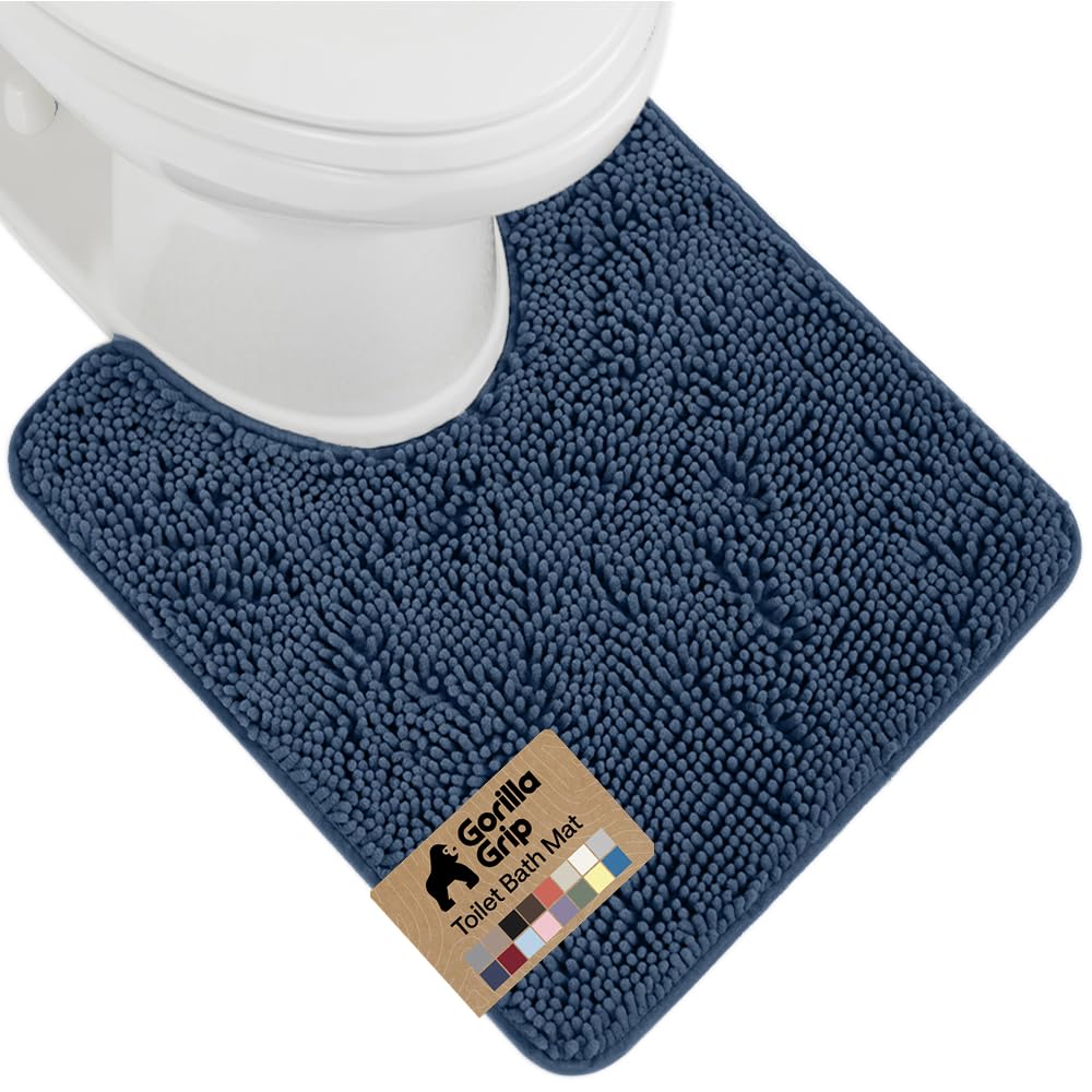 GORILLA GRIP Bath Rug Mat 36x24, Thick Soft Absorbent Chenille, Quick Dry Microfiber Mats, Rubber Backing Washable Shower Floor Rugs, Bathmat Runner, US Designed Bathroom Home Decor Accessories Grey