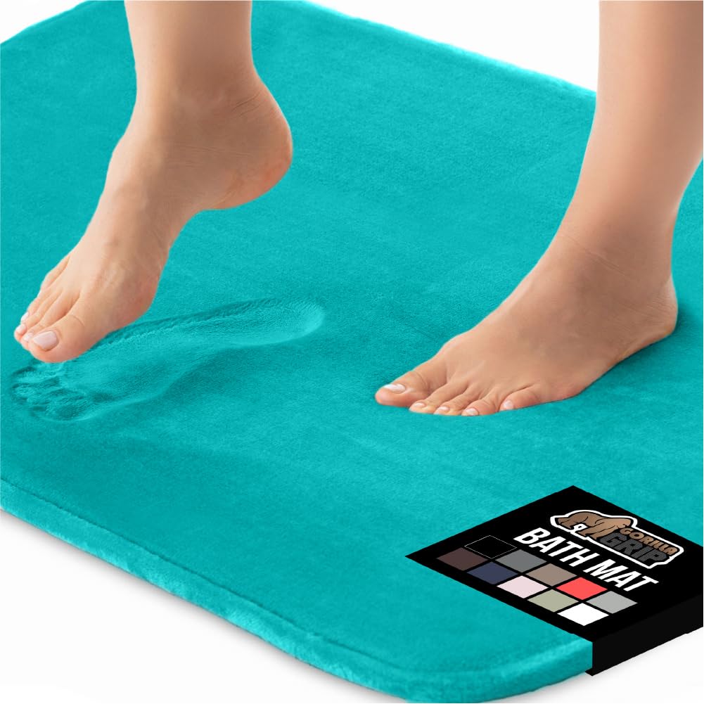 GORILLA GRIP® Memory Foam Bath Rugs, Soft Absorbent Velvet Bathroom Mats, Durable Dots on Underside, Machine Washable Bathmat, Carpet Rug Room Decor for Shower Floor, 24x17 Mat, Graphite Gray