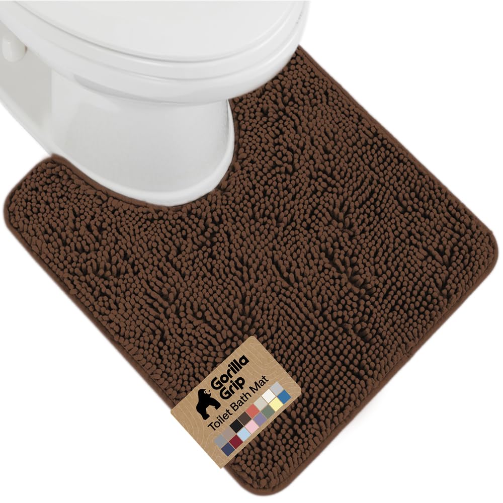 GORILLA GRIP Bath Rug Mat 36x24, Thick Soft Absorbent Chenille, Quick Dry Microfiber Mats, Rubber Backing Washable Shower Floor Rugs, Bathmat Runner, US Designed Bathroom Home Decor Accessories Grey