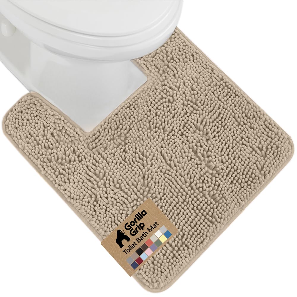 GORILLA GRIP Bath Rug Mat 36x24, Thick Soft Absorbent Chenille, Quick Dry Microfiber Mats, Rubber Backing Washable Shower Floor Rugs, Bathmat Runner, US Designed Bathroom Home Decor Accessories Grey
