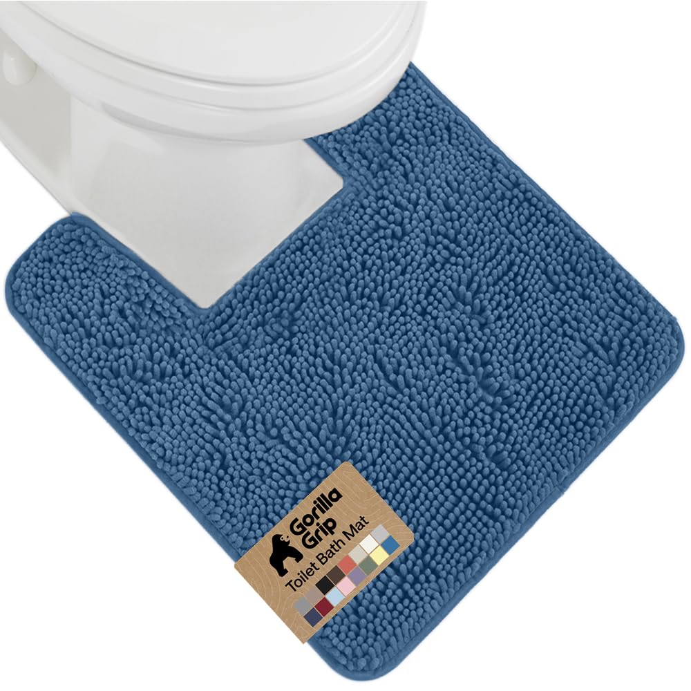 GORILLA GRIP Bath Rug Mat 36x24, Thick Soft Absorbent Chenille, Quick Dry Microfiber Mats, Rubber Backing Washable Shower Floor Rugs, Bathmat Runner, US Designed Bathroom Home Decor Accessories Grey
