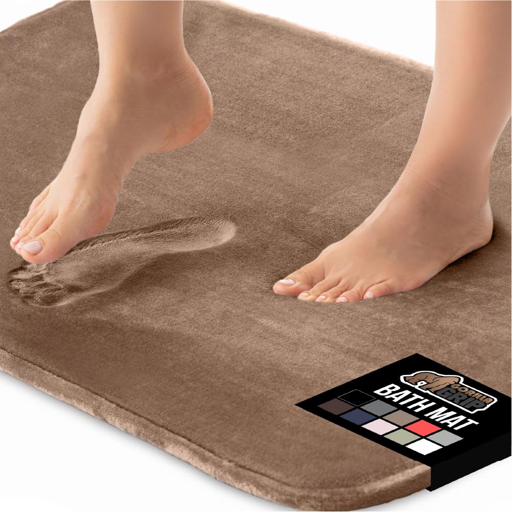 GORILLA GRIP® Memory Foam Bath Rugs, Soft Absorbent Velvet Bathroom Mats, Durable Dots on Underside, Machine Washable Bathmat, Carpet Rug Room Decor for Shower Floor, 24x17 Mat, Graphite Gray