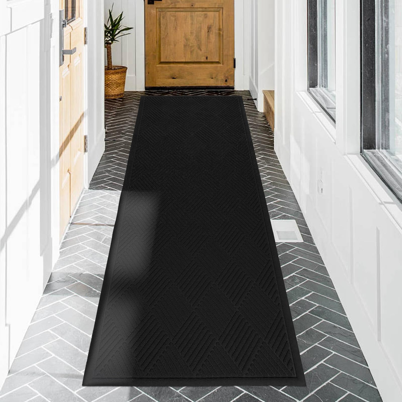 HIYARD Sturdy Front Door Mat, Absorbent Muddy Dirt Resist Welcome Door Mats Outdoor Indoor, Stain and Fade Resistant, Non-Slip Rubber Backing Low Profile Doormat for Entryway, 30×17, Beige