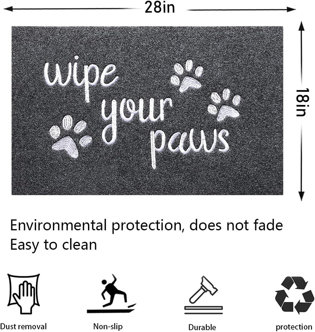 Welcome Door Mats for Entrance Funny Door Mat Wipe Your Paws Floor Mat, Welcome Mats for Front Door Indoor Non Slip Backing Rubber Mat for Outside Dog Doormat Grey