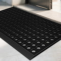 Mibao Front Door Mat Outside Entrance, Heavy Duty Welcome Rubber Doormat Waterproof, All Weather Dirt Trapper Non-Slip Drainage Doormat, Entry Mat for Garage Home Pool Commercial, 17" x 29.5", Black