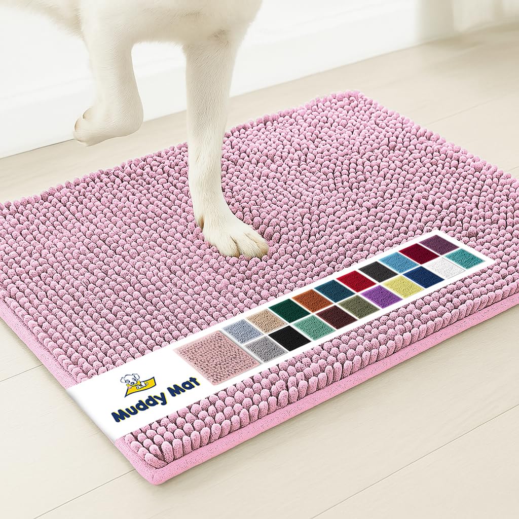 Muddy Mat® | Super Absorbent Door Mat Indoor, Microfiber Quick Dry Chenille Entryway Rug, Non-Slip Front Door Mat, Indoor Mats for Entryway, Machine Washable Pet Rug, Black 30"x19"