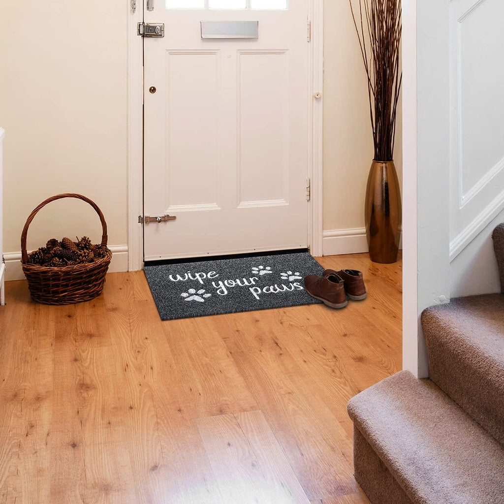 Welcome Door Mats for Entrance Funny Door Mat Wipe Your Paws Floor Mat, Welcome Mats for Front Door Indoor Non Slip Backing Rubber Mat for Outside Dog Doormat Grey