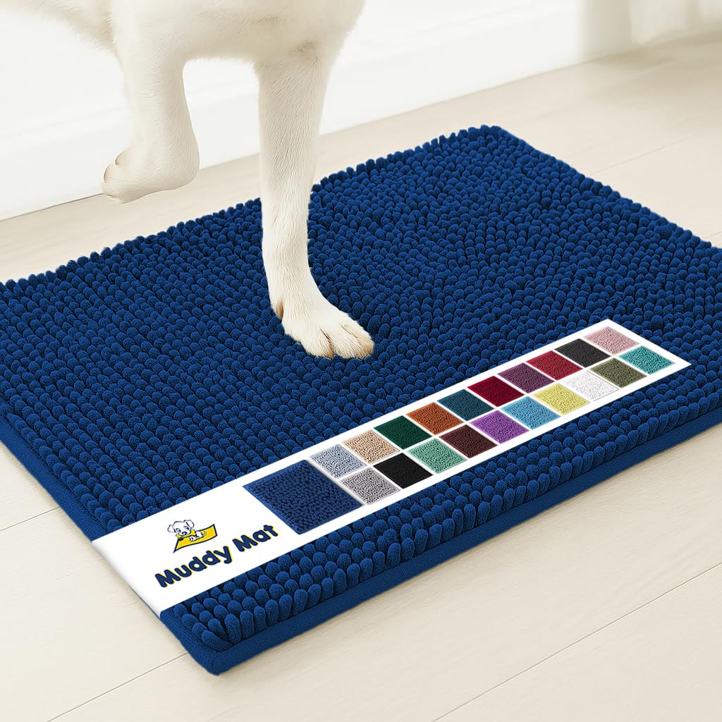 Muddy Mat® | Super Absorbent Door Mat Indoor, Microfiber Quick Dry Chenille Entryway Rug, Non-Slip Front Door Mat, Indoor Mats for Entryway, Machine Washable Pet Rug, Black 30"x19"
