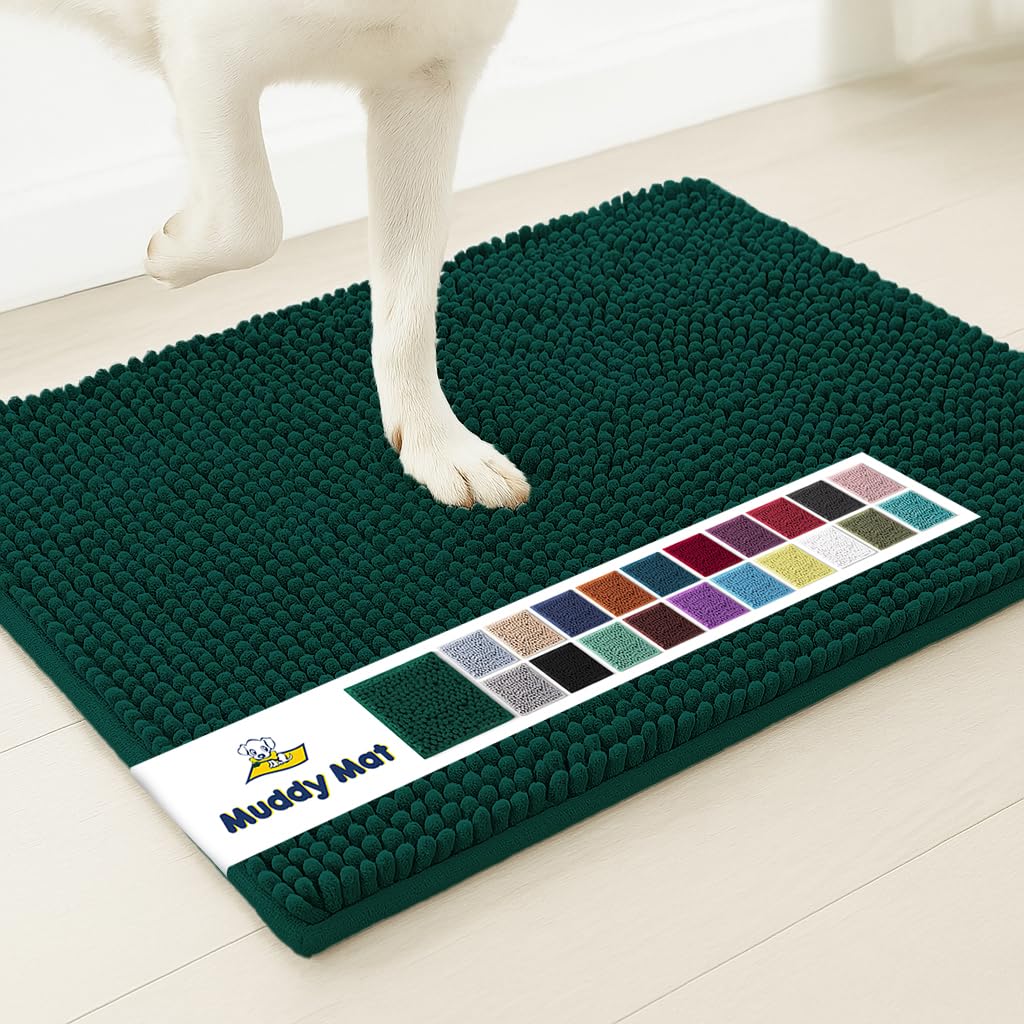 Muddy Mat® | Super Absorbent Door Mat Indoor, Microfiber Quick Dry Chenille Entryway Rug, Non-Slip Front Door Mat, Indoor Mats for Entryway, Machine Washable Pet Rug, Black 30"x19"