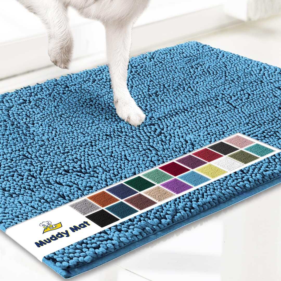 Muddy Mat® | Super Absorbent Door Mat Indoor, Microfiber Quick Dry Chenille Entryway Rug, Non-Slip Front Door Mat, Indoor Mats for Entryway, Machine Washable Pet Rug, Black 30"x19"