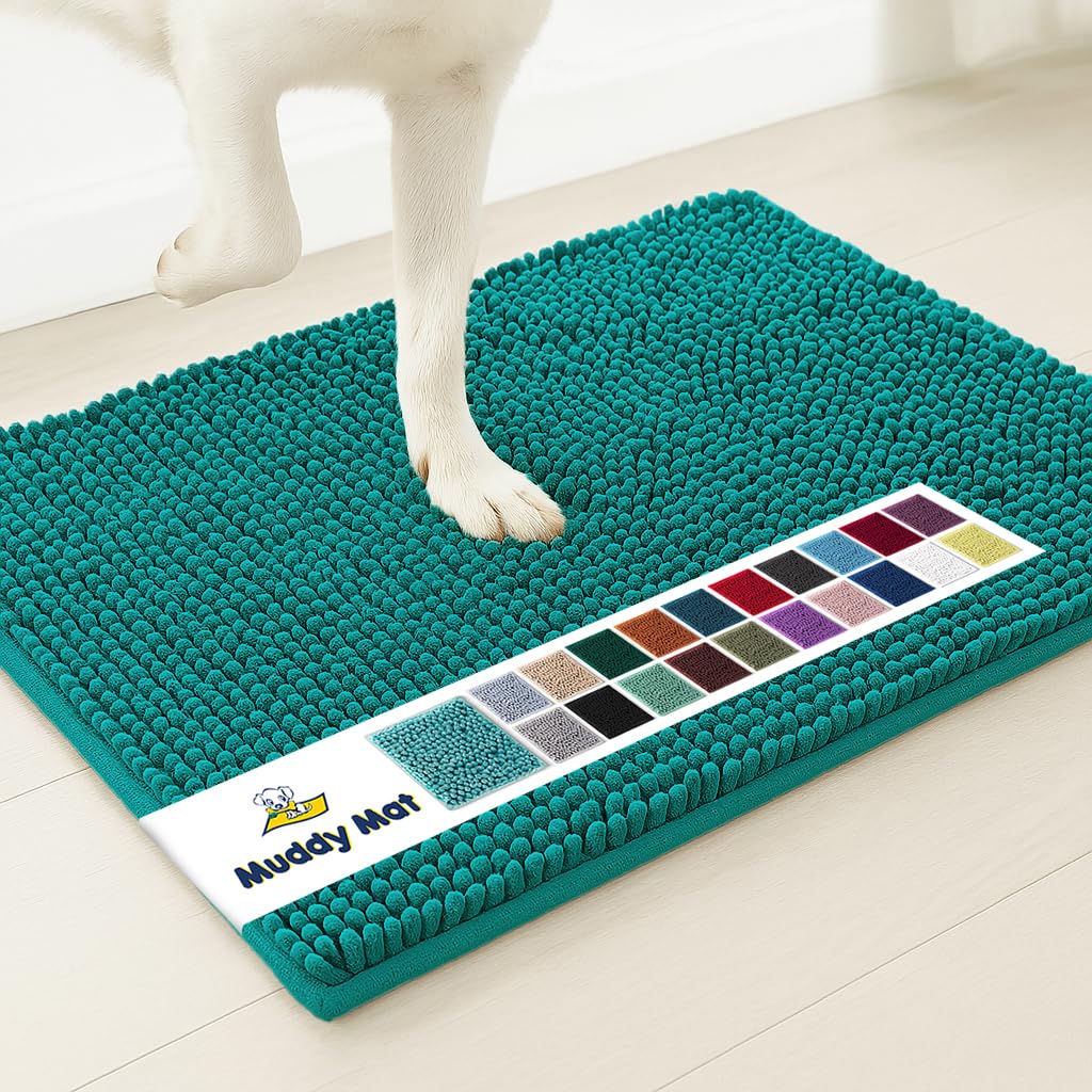 Muddy Mat® | Super Absorbent Door Mat Indoor, Microfiber Quick Dry Chenille Entryway Rug, Non-Slip Front Door Mat, Indoor Mats for Entryway, Machine Washable Pet Rug, Black 30"x19"