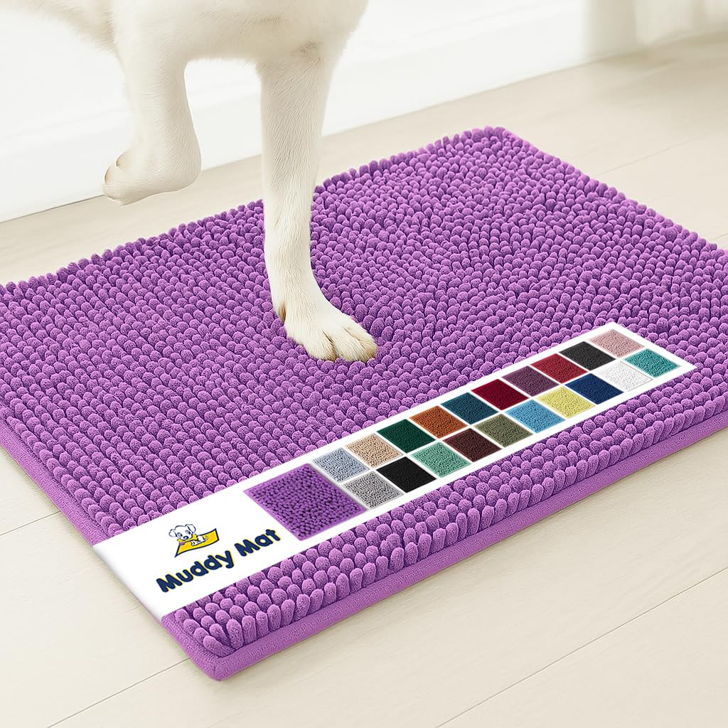 Muddy Mat® | Super Absorbent Door Mat Indoor, Microfiber Quick Dry Chenille Entryway Rug, Non-Slip Front Door Mat, Indoor Mats for Entryway, Machine Washable Pet Rug, Black 30"x19"