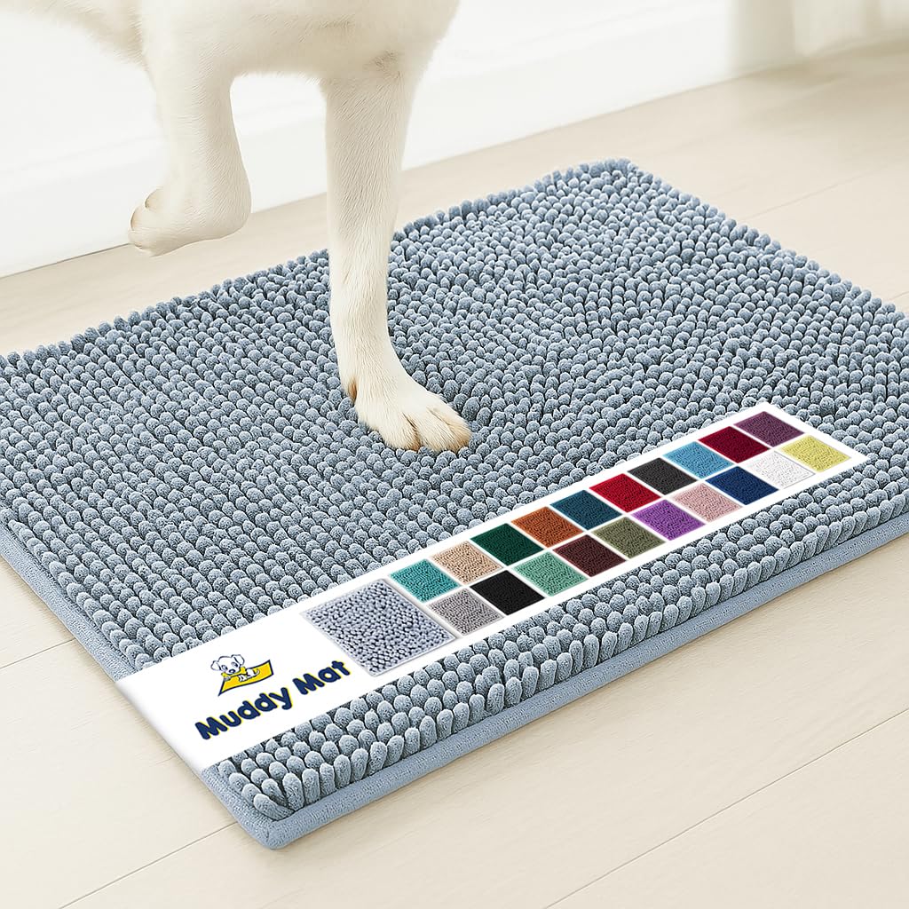 Muddy Mat® | Super Absorbent Door Mat Indoor, Microfiber Quick Dry Chenille Entryway Rug, Non-Slip Front Door Mat, Indoor Mats for Entryway, Machine Washable Pet Rug, Black 30"x19"